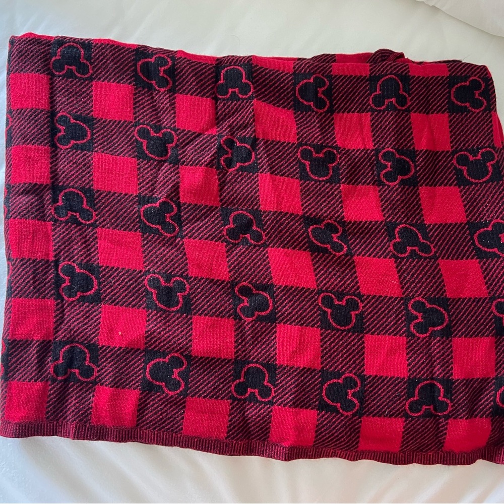 ❤️Disney❤️ Red and Black Checkered Blanket with Mickey Mouse Design